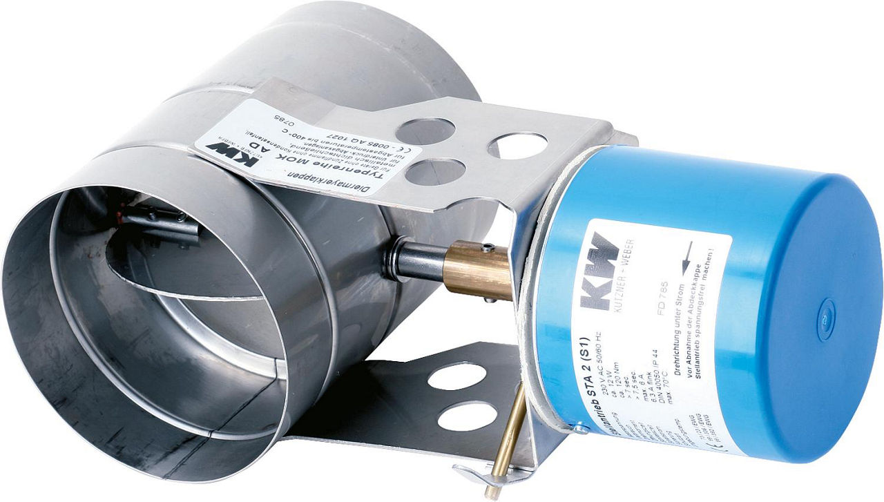 KW-Abgasklappen MOK 130 Baulänge 165-150 mm incl. Motor STA 2 (S1)