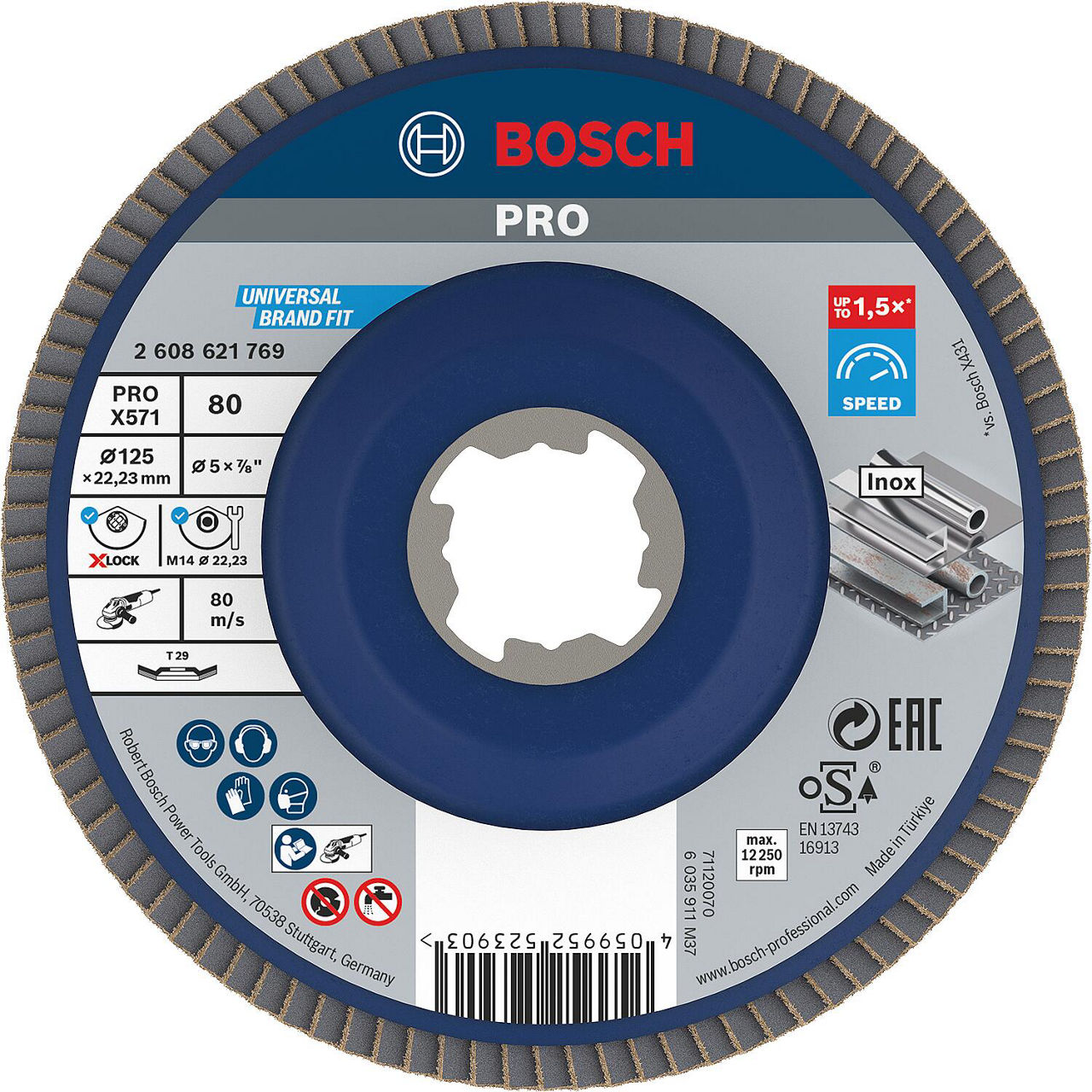 Lamellenschleifteller BOSCH gekröpft mit X-Lock Aufnahme Ø 125mm K80