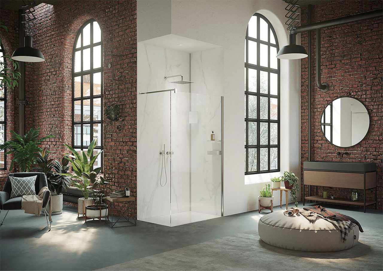 Walk-In Glasduschwand Hüppe Select+ mit Wandprofil-Set, BxHxT:990-1010x2000x8 mm ETC silber matt Walk-In Glasduschwand Hüppe Select+ mit Wandprofil-Set, BxHxT:990-1010x2000x8 mm ETC silber matt