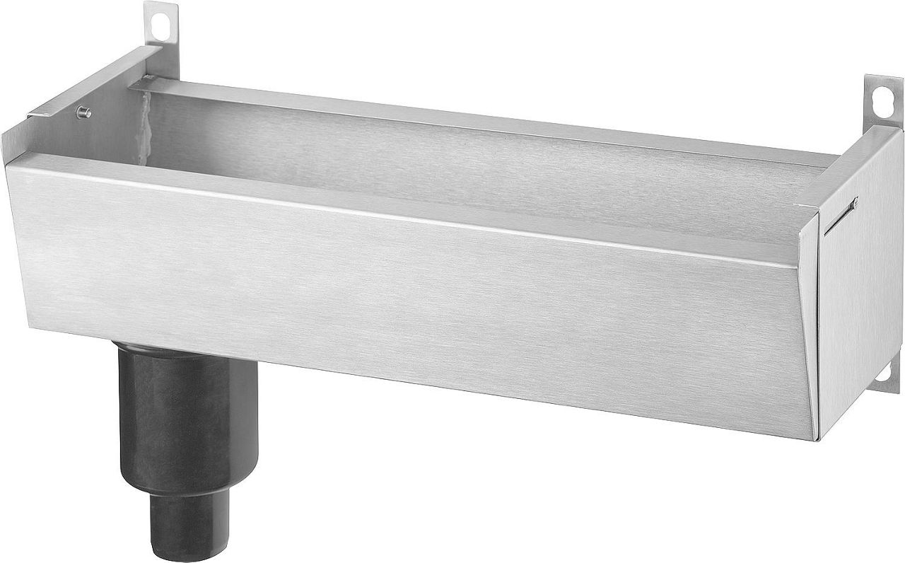 Entleerrinne L=800mm, Edelstahl, mit Siphon DN40, verstellbarer Wandabstand Entleerrinne L=800mm, Edelstahl, mit Siphon DN40, verstellbarer Wandabstand