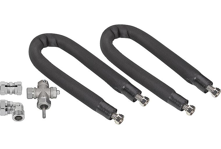 Kollektoren-Verbindungsset Alu Grundset für 2 Kollektoren mit Dacheinführung isoliert,d=22mm Kollektoren-Verbindungsset Alu Grundset für 2 Kollektoren mit Dacheinführung isoliert,d=22mm