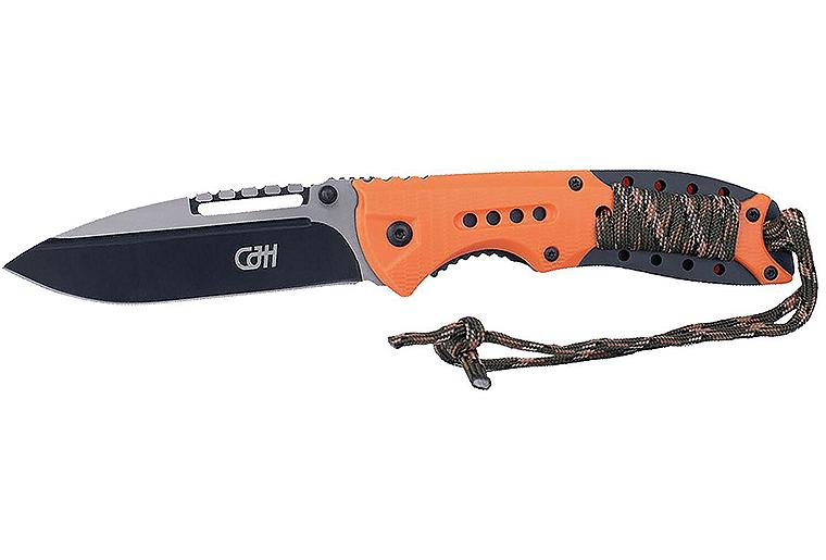 Einhandmesser CJH 10000356, Edelstahl 420, Griff orange mit Paracord Einhandmesser CJH 10000356, Edelstahl 420, Griff orange mit Paracord
