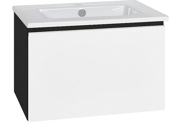 WTU + Keramik WT ELA Korpus schwarz smt Front weiß hochglanz Dekor, 610x420x510 mm WTU + Keramik WT ELA Korpus schwarz smt Front weiß hochglanz Dekor, 610x420x510 mm