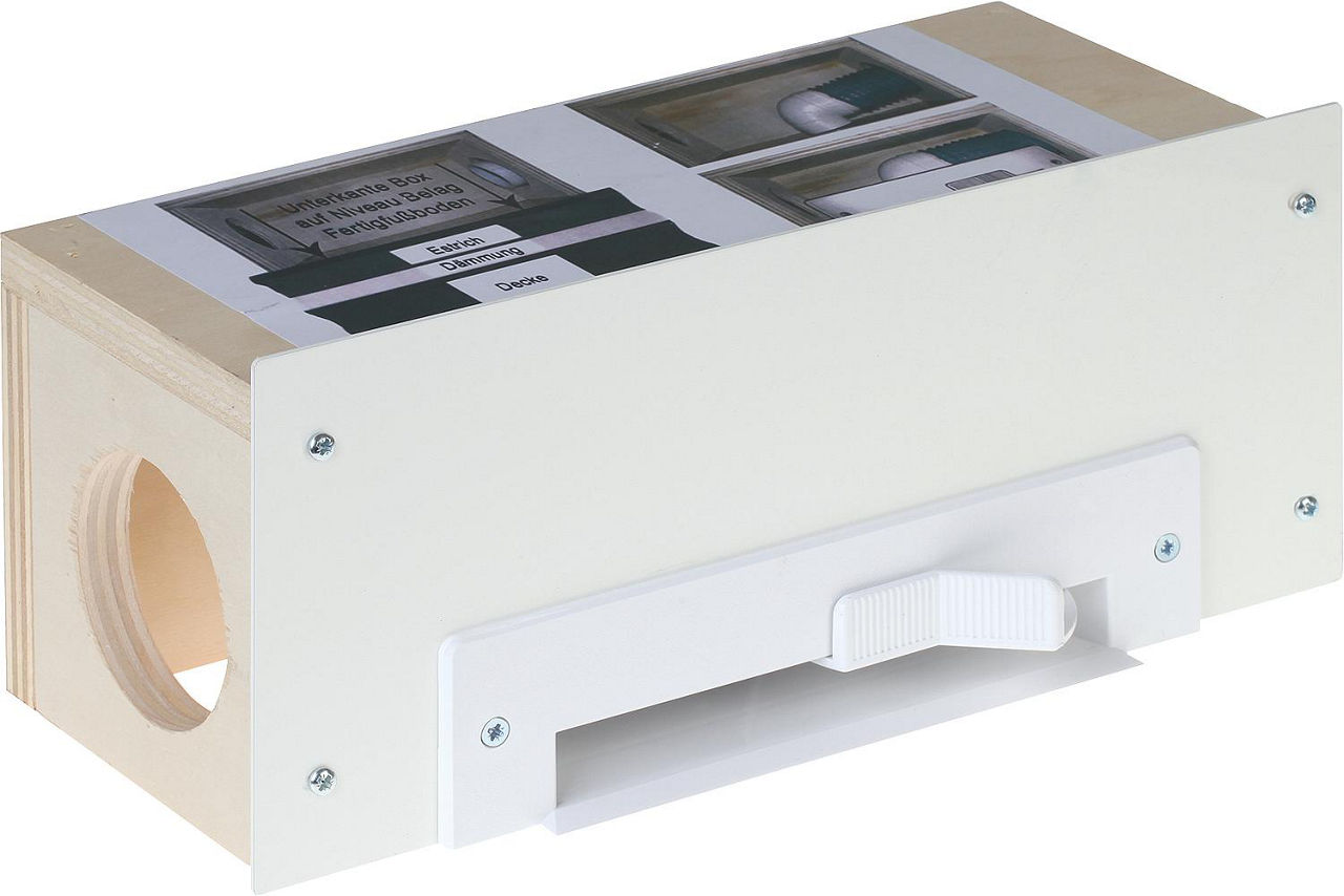 Einbaubox für Sockel-Einkehrdüse Blende weiß beschichtet Einbaubox für Sockel-Einkehrdüse Blende weiß beschichtet
