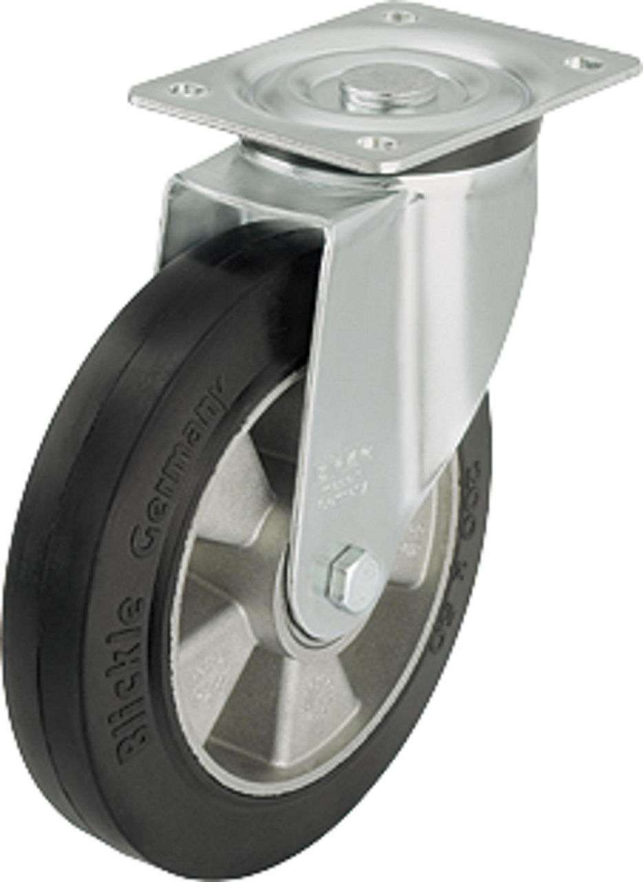 Schwerlast Lenkrolle,Vollgummireifen L-ALEV 200K,Tragfähigkeit 400 kg, Rad-Ø 200mm,Plattengröße 140x110 Schwerlast Lenkrolle,Vollgummireifen L-ALEV 200K,Tragfähigkeit 400 kg, Rad-Ø 200mm,Plattengröße 140x110