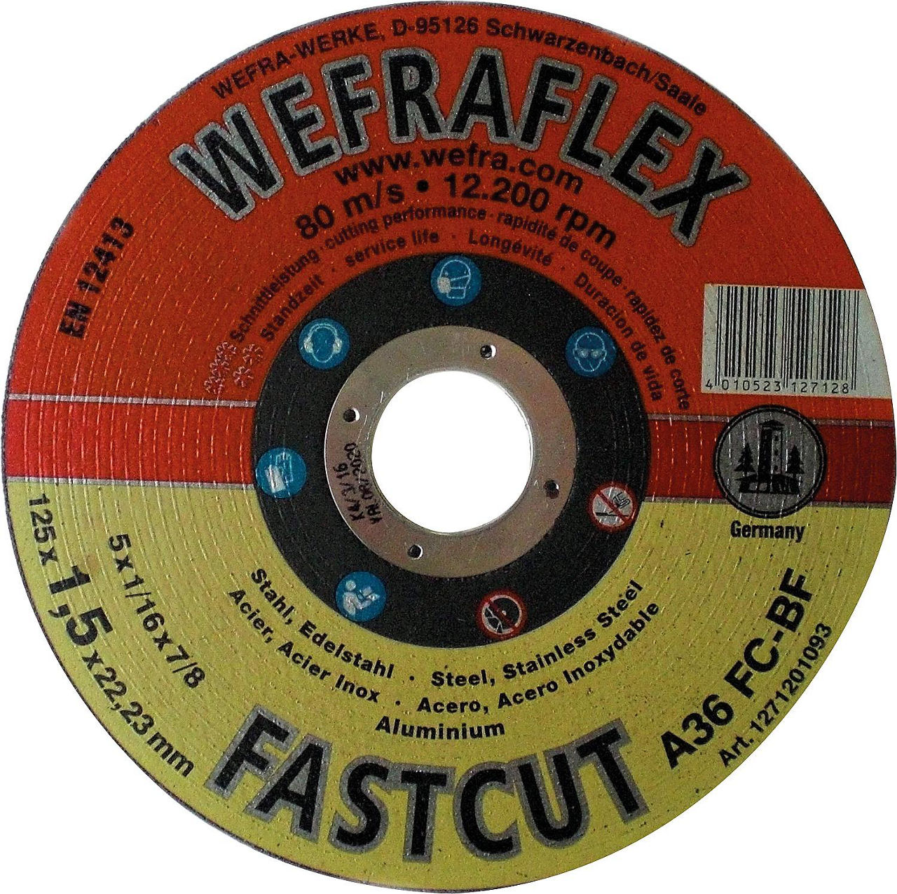 Trennscheibe Fastcut gerade für Metall 125 x 1,5 x 22 mm Trennscheibe Fastcut gerade für Metall 125 x 1,5 x 22 mm