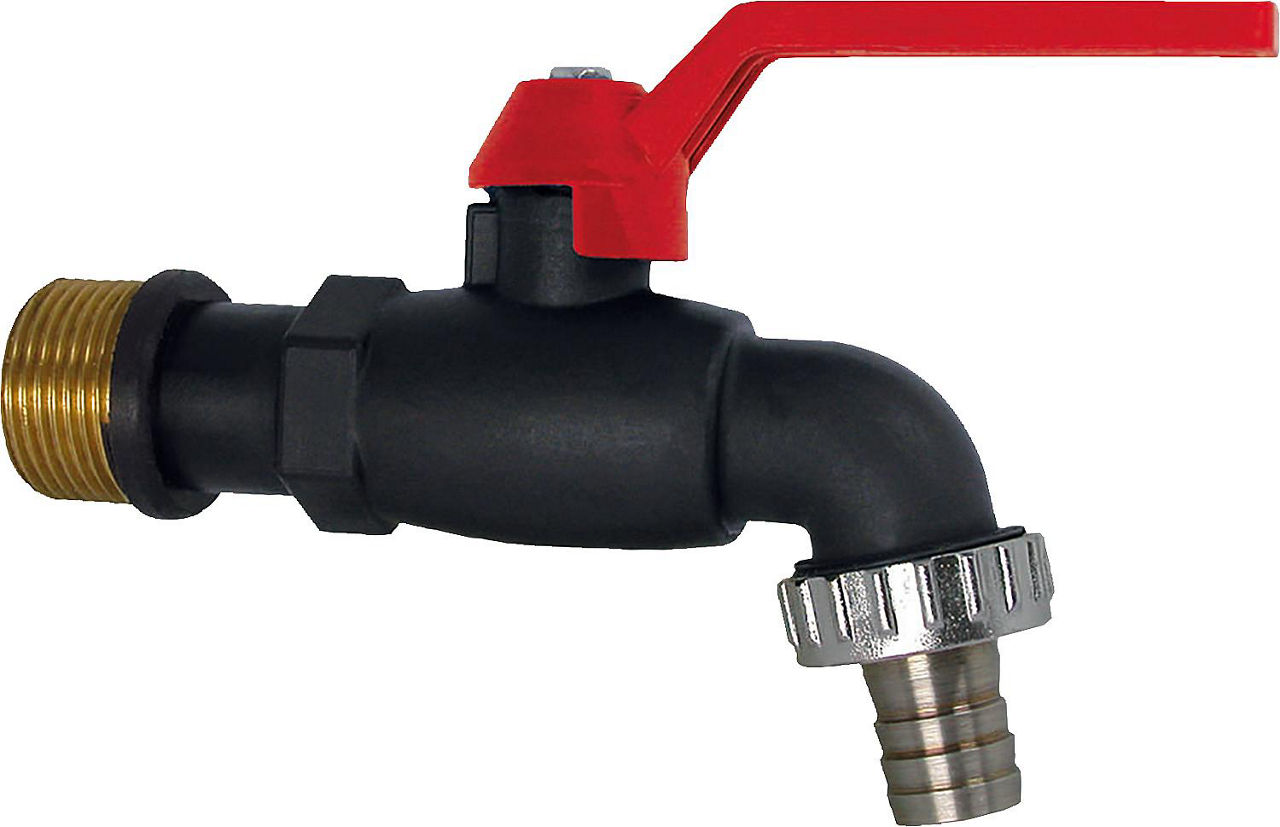 Auslaufkugelhahn-PA 3/4" mit Tülle Auslaufkugelhahn-PA 3/4" mit Tülle