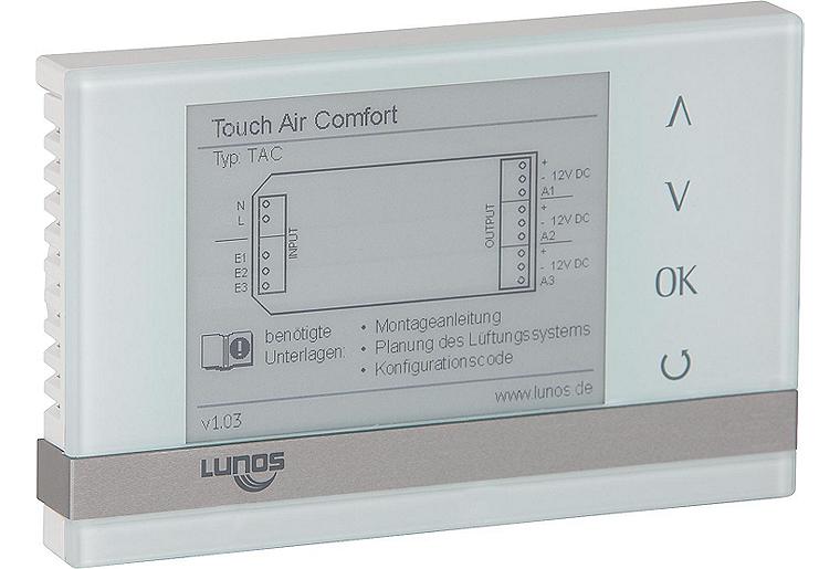 Komfortsteuerung Lunos Touch Air für e²und E go, inkl. Einbaudose