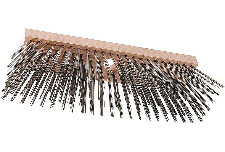 Stahldrahtbesen 300mm aus Flachholz mit Stielloch Stahldrahtbesen 300mm aus Flachholz mit Stielloch