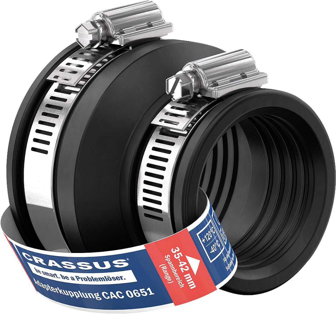 Adapterkupplung CAC 0651 Spannber. 50-65 x 35-42mm EPDM, PN 0,6 bar Adapterkupplung CAC 0651 Spannber. 50-65 x 35-42mm EPDM, PN 0,6 bar