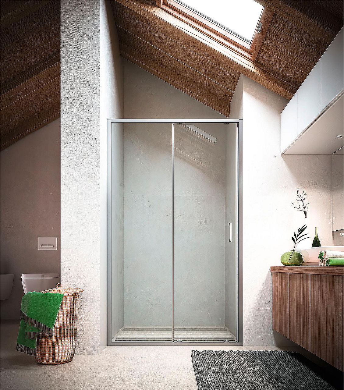 Nischentür Eloa 975-1005 mm H: 1950 mm 6 mm Glas ETC Schiebetür + 1x Fixteil