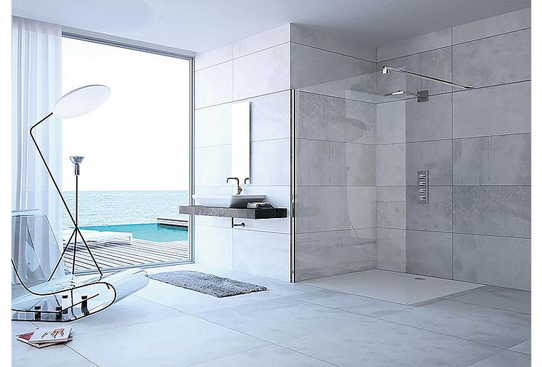 Walk-In Glasduschwand Hüppe modular mit Wandprofil-Set, BxHxT:1090-1110x2000x8 mm ETC silber matt Walk-In Glasduschwand Hüppe modular mit Wandprofil-Set, BxHxT:1090-1110x2000x8 mm ETC silber matt