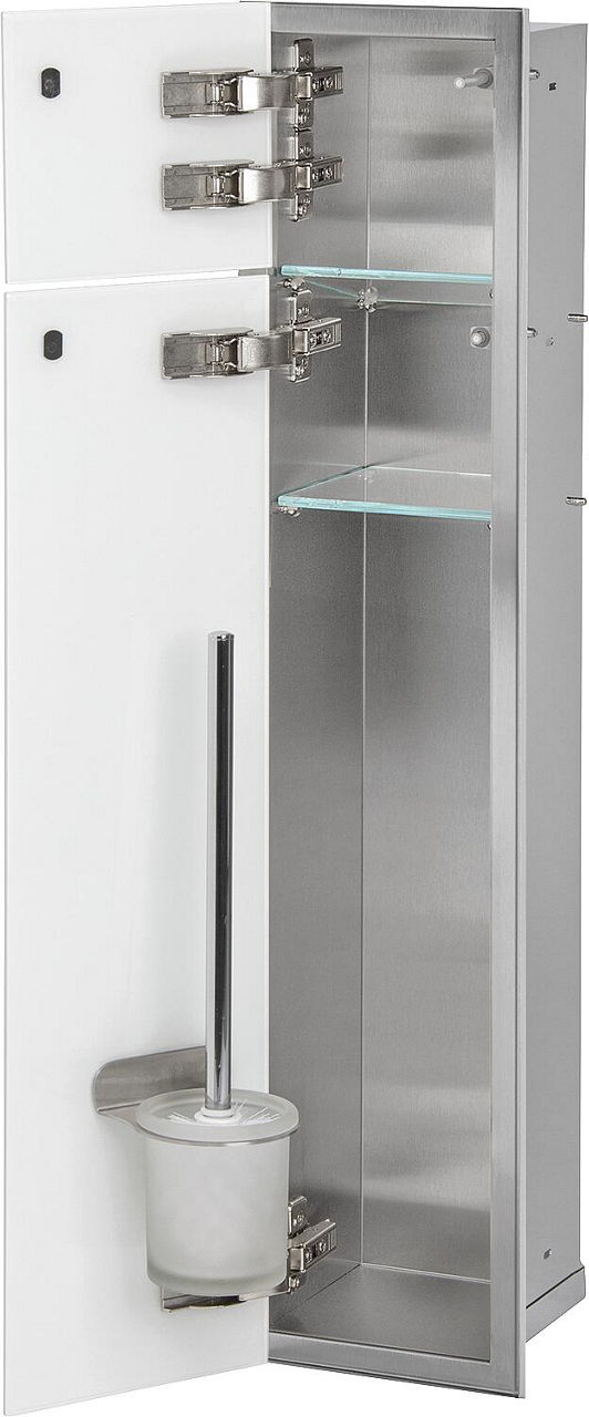 WC-Einbaucontainer Zero Höhe 800 Edelstahl gebürstet , 2 Türen weiß, links WC-Einbaucontainer Zero Höhe 800 Edelstahl gebürstet , 2 Türen weiß, links