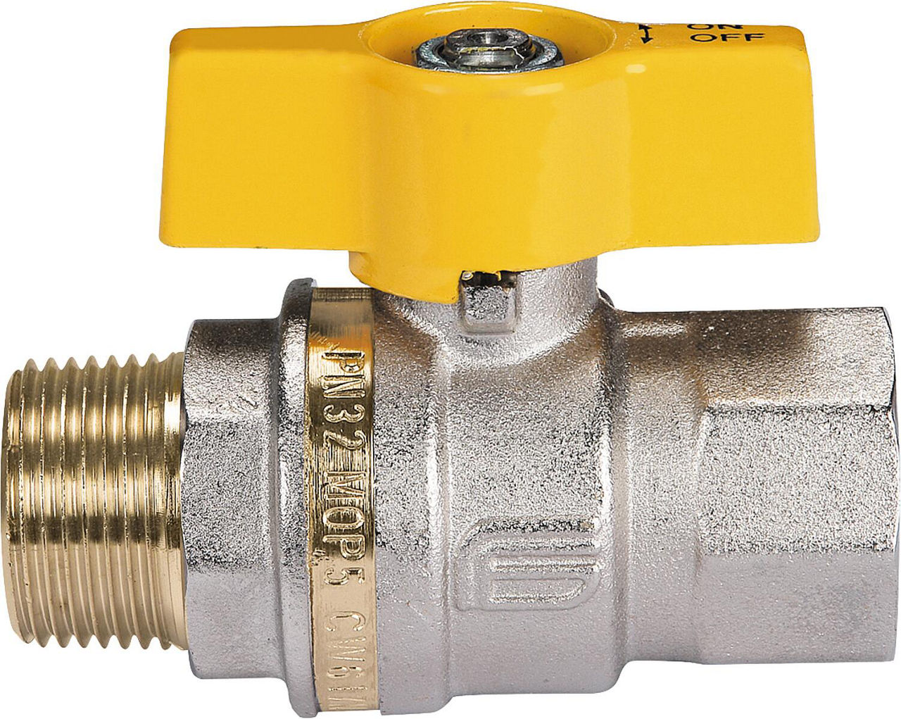 Gas-Kugelhahn ATHENA, Messing, AG/IG mit Alu-Flügelgriff DN15 (1/2")