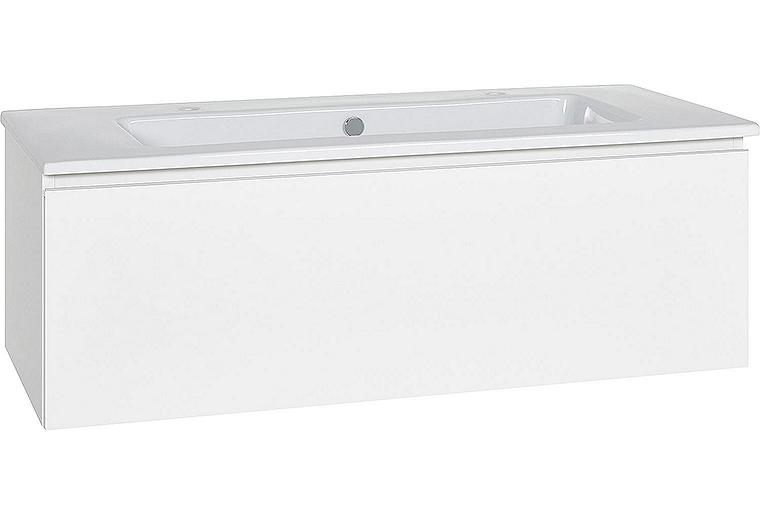 WTU + Keramik WT ELA Korpus weiß smt Front weiß hochglanz Dekor, 1210x420x510 mm WTU + Keramik WT ELA Korpus weiß smt Front weiß hochglanz Dekor, 1210x420x510 mm