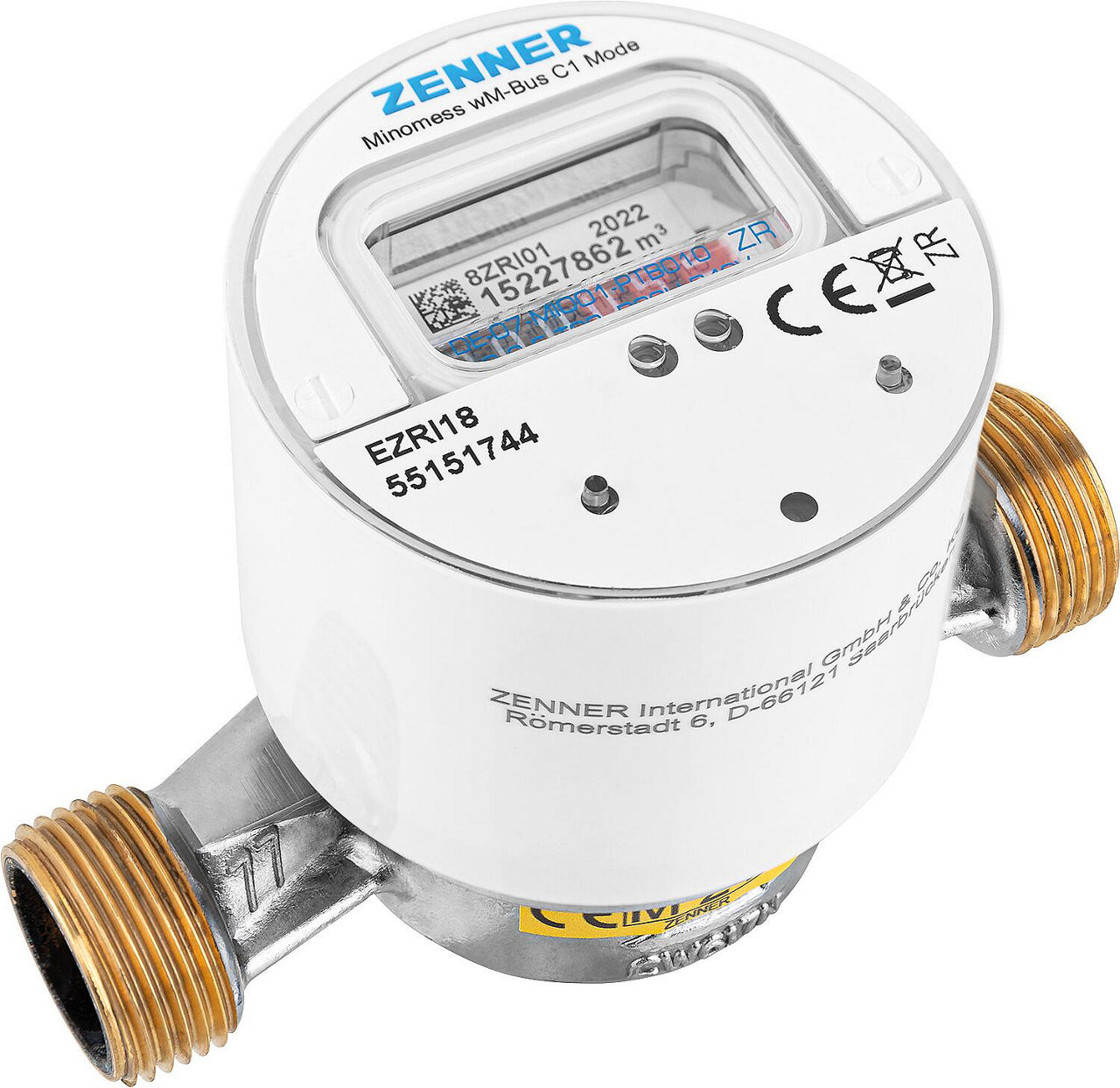Funk AP- Kaltwasserzähler Zenner, Minomess, 30°C Q3 2,5, BL=110mm-DN15(1/2") R40HV 325 RK, wireless M-Bus Funk AP- Kaltwasserzähler Zenner, Minomess, 30°C Q3 2,5, BL=110mm-DN15(1/2") R40HV 325 RK, wireless M-Bus
