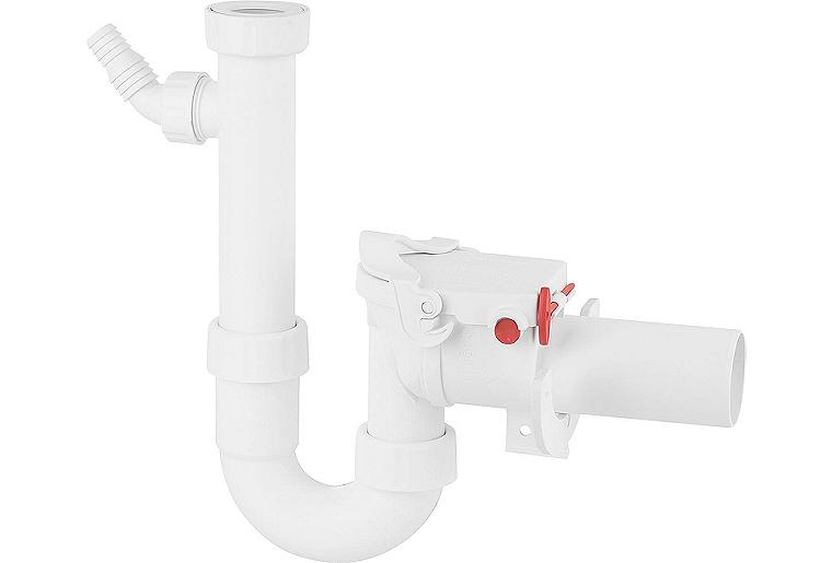 Rückstaudoppelverschluss mit Notverschluss, inkl. PP-Siphon+Geräteanschluss