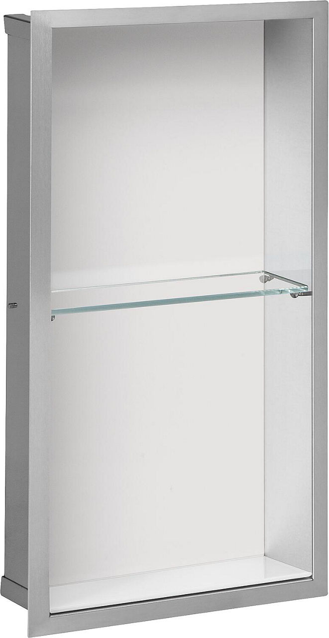 Wandnische 2 Fächer BxHxT: 324x624x100 mm weiße Glasrückwand
