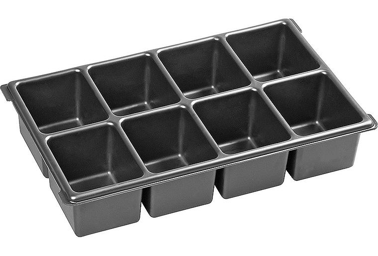 Kleinteileeinsatz passend für XL-BOXX® aus Kunststoff mit 8 Mulden Kleinteileeinsatz passend für XL-BOXX® aus Kunststoff mit 8 Mulden