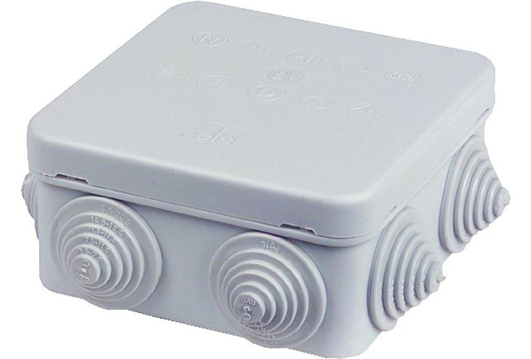 Abzweigkasten HP 80 Hart-Plastik, flammwidrig, grau 80x80x50mm, IP55, halogenfrei