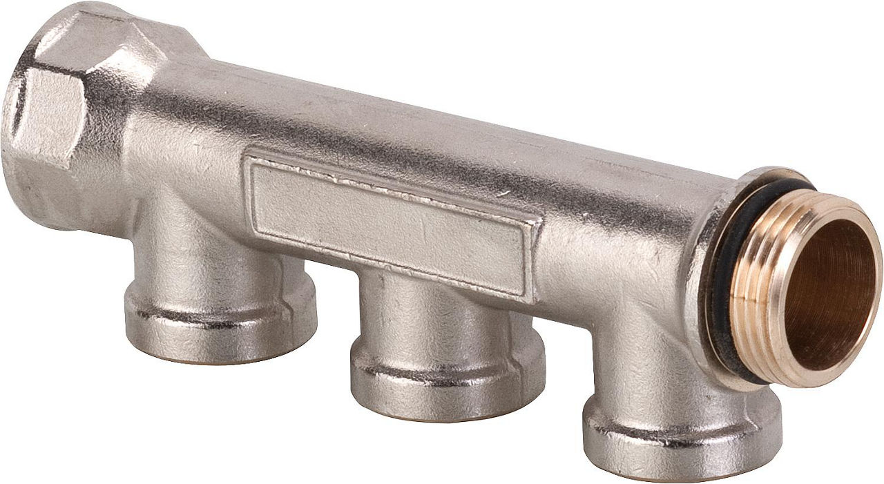 Verteiler 3-Fach DN 20 (3/4") x IG DN 15 (1/2"), Messing vernicket