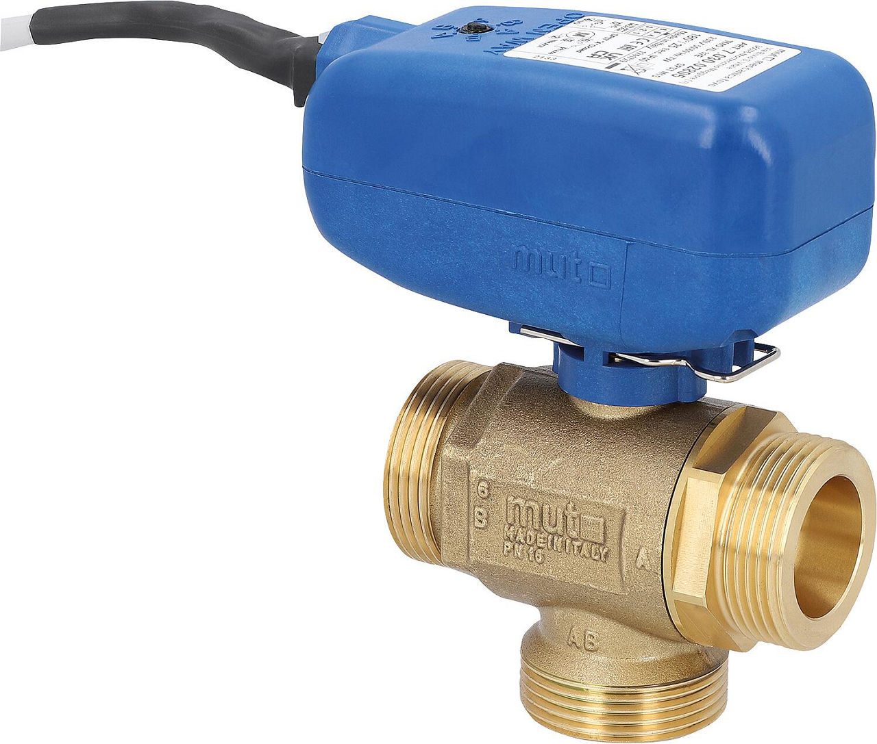 Elektrokugelhahn MUT TMO XL 3-Wege, SPST Ansteuerung, 230 V, DN 32(1 1/4") AG Elektrokugelhahn MUT TMO XL 3-Wege, SPST Ansteuerung, 230 V, DN 32(1 1/4") AG