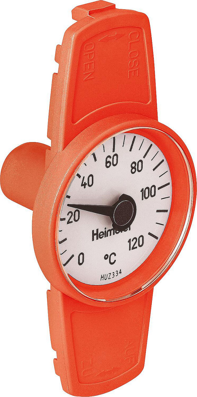 Thermometer zu Globo- Kugelhahn rot zum Nachrüsten für DN40-50 Thermometer zu Globo- Kugelhahn rot zum Nachrüsten für DN40-50