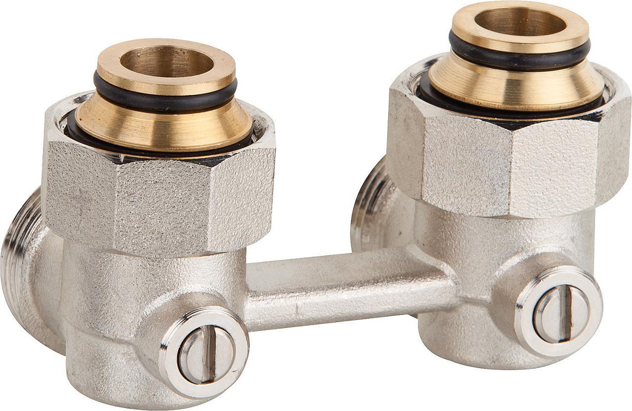Doppelkugelhahnverschraubung Zweirohrsystem 3/4"IG Eckform mit Eurokonus Doppelkugelhahnverschraubung Zweirohrsystem 3/4"IG Eckform mit Eurokonus