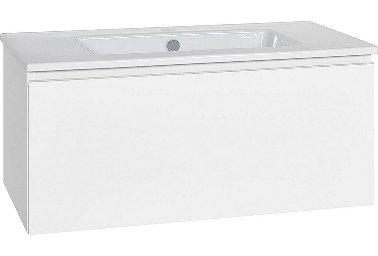 WTU + Keramik-WT ELA Korpus weiß smt - Front Eiche- Furnier hell, 910x420x510 mm