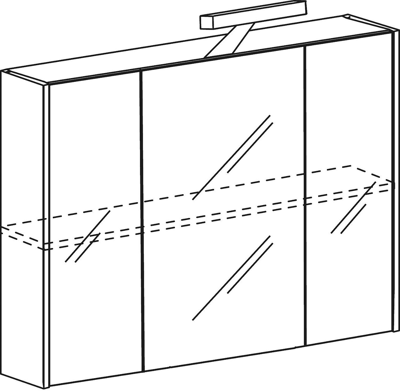 Spiegelschrank mit Beleuchtung Hanf Ulme, 3 Türen 850x750x188mm