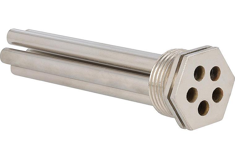Tauchhülse 1'' Messing Ø innen 7 mm, für 5 Fühler, Einbaulänge 130 mm