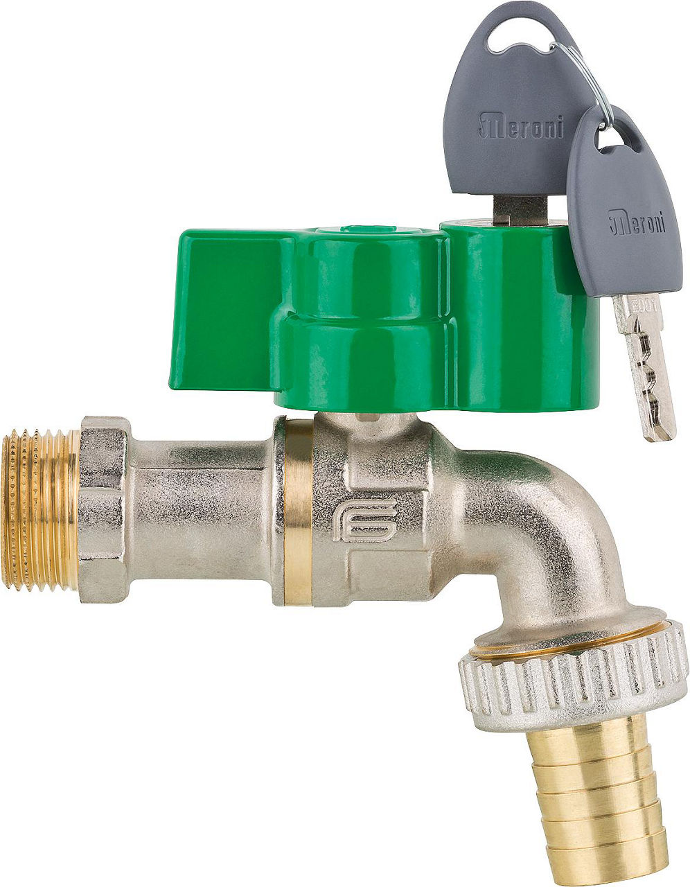 Auslaufkugelhahn Viva mit Flügel- griff mit Schloss und Schlüssel aus Alu, PN40, DN20 3/4" Auslaufkugelhahn Viva mit Flügel- griff mit Schloss und Schlüssel aus Alu, PN40, DN20 3/4"