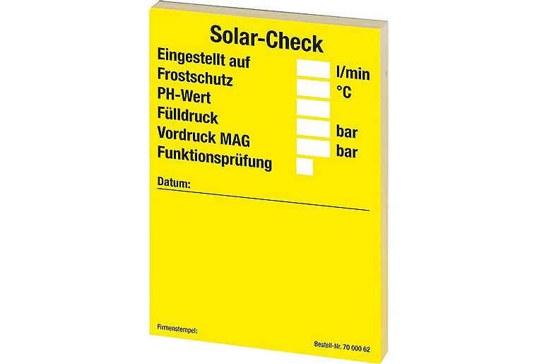 Wartungsaufkleber "Solar-Check" 1 Block mit 50 Stück Wartungsaufkleber "Solar-Check" 1 Block mit 50 Stück