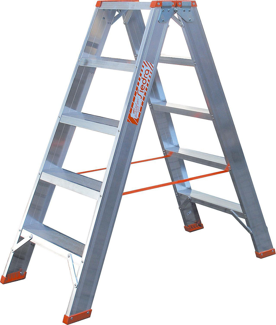 Stufenstehleiter Siedra Aluminium, 2x3 Stufen Stufenbreite 90mm Stufenstehleiter Siedra Aluminium, 2x3 Stufen Stufenbreite 90mm