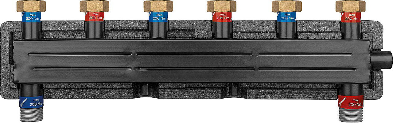 Kombiverteiler Evenes VTW 2/3 ÜWM DN20 (3/4"), 2m³/h, 50 kW, inkl. Halterung und Isolierung