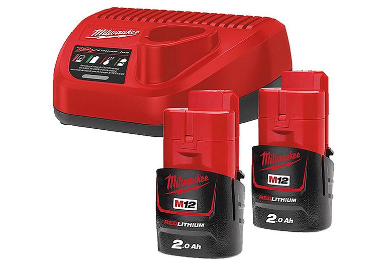Akku-Set Milwaukee M12NRG-202, 12V mit 2x 2,0 Ah Akkus und Ladegerät