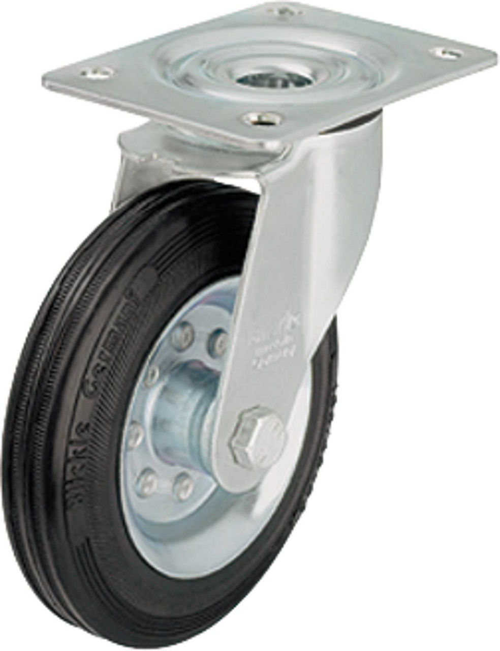 Vollgummilenkrolle m. Stahlblech- Felge,LE-VE 100R,Tragfähigkeit 70kg, Rad-Ø 100mm,Plattengröße 100x85mm Vollgummilenkrolle m. Stahlblech- Felge,LE-VE 100R,Tragfähigkeit 70kg, Rad-Ø 100mm,Plattengröße 100x85mm