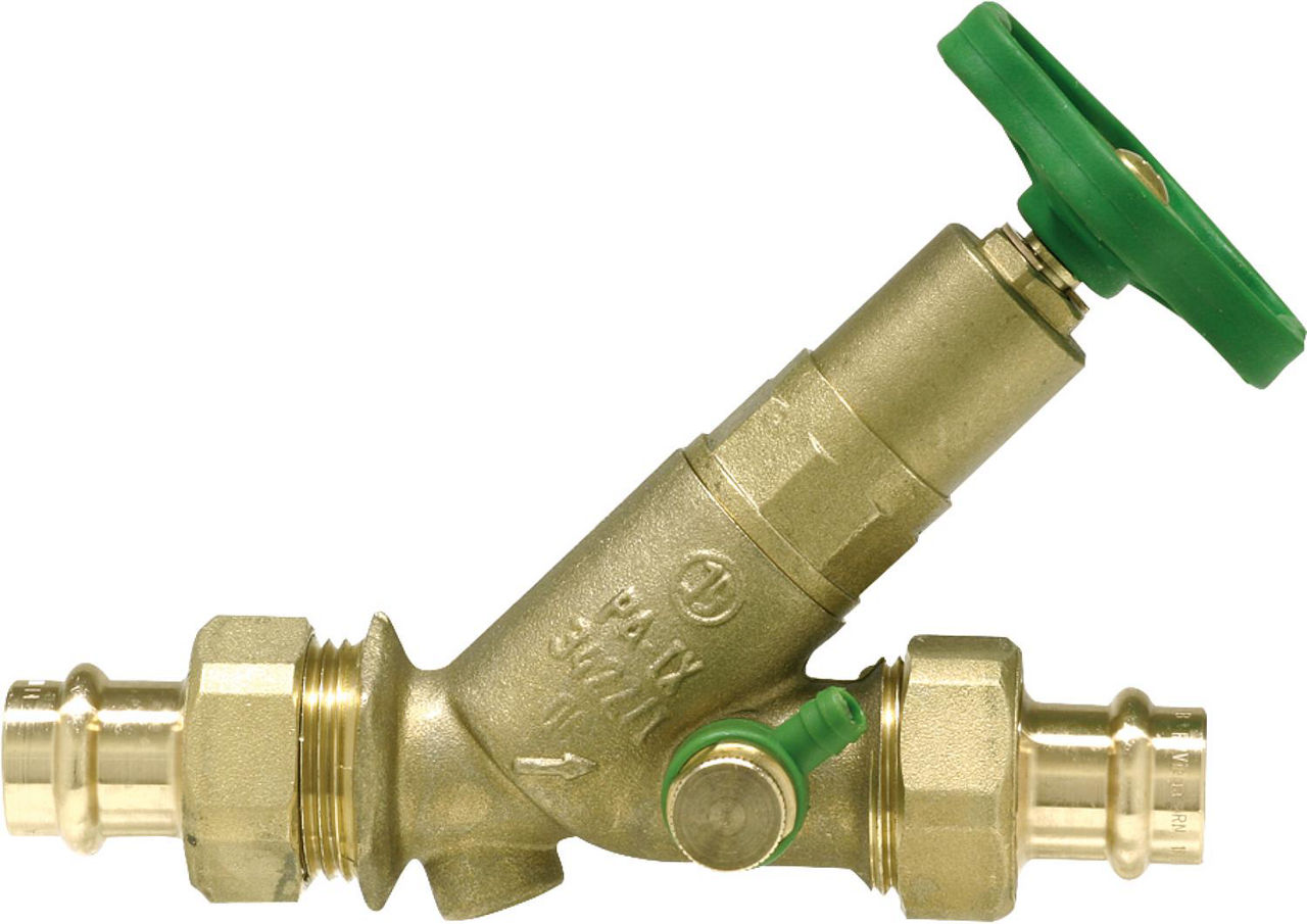 Freistromventil mit Pressverschraubung V-Kontur DN 32/35mm nichtst. Spindel u.Entl. Freistromventil mit Pressverschraubung V-Kontur DN 32/35mm nichtst. Spindel u.Entl.