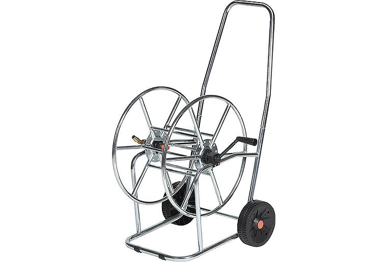 Schlauchwagen aus verzinktem verchromten Stahl, Schlauch- abgang 3/4"