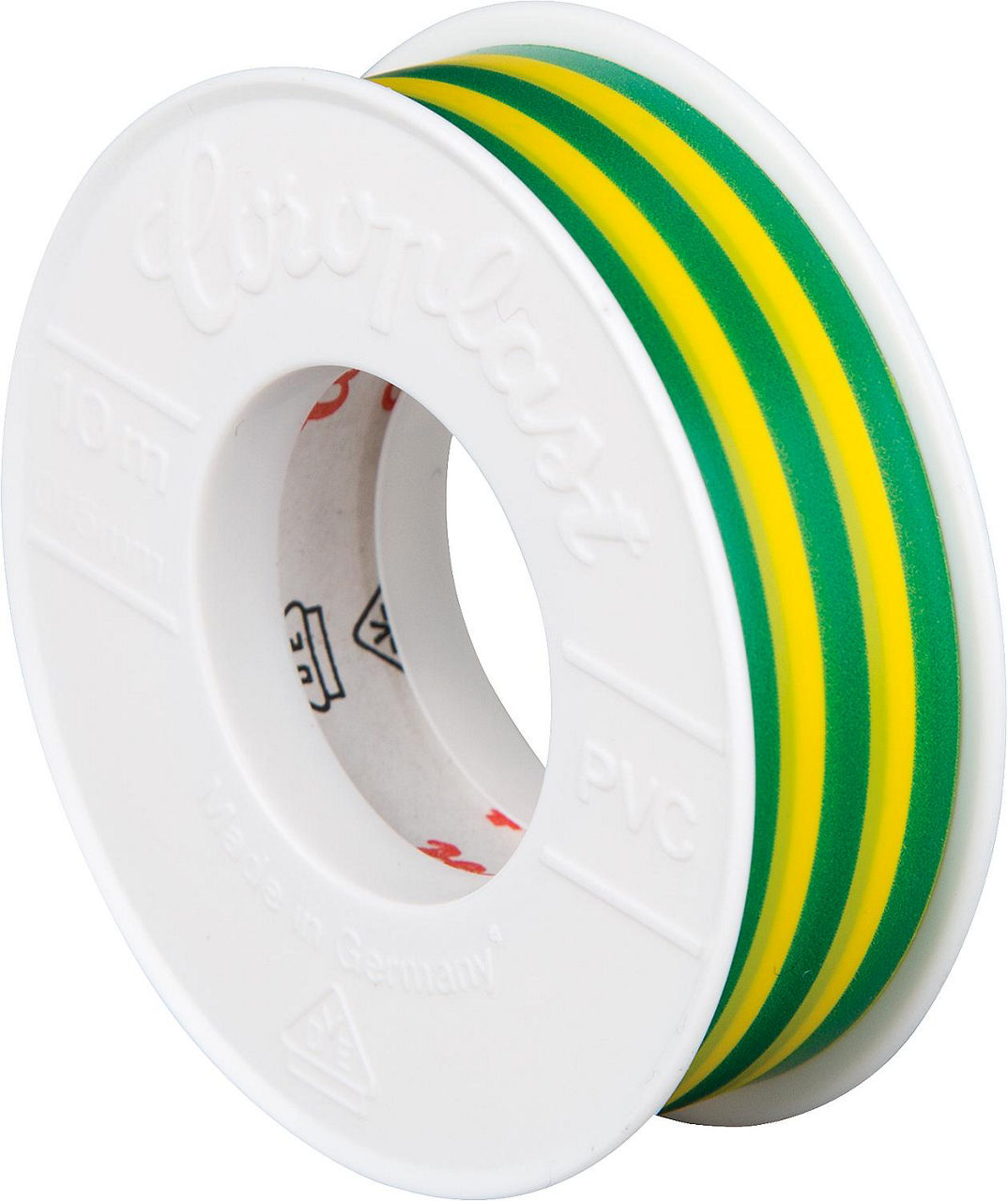 Elektroisolierband grün-gelb Breite 15mm Länge 10mtr. / 1 Stk. Elektroisolierband grün-gelb Breite 15mm Länge 10mtr. / 1 Stk.