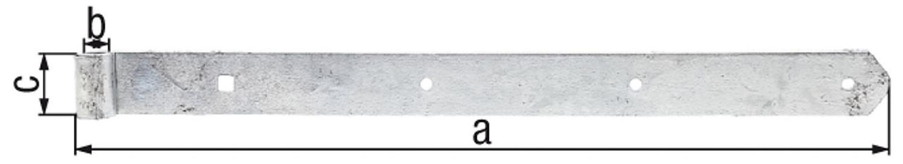 Ladenband gerade / abgerundet 500 x 40 mm, ø 13 mm, feuerverzinkt Ladenband gerade / abgerundet 500 x 40 mm, ø 13 mm, feuerverzinkt