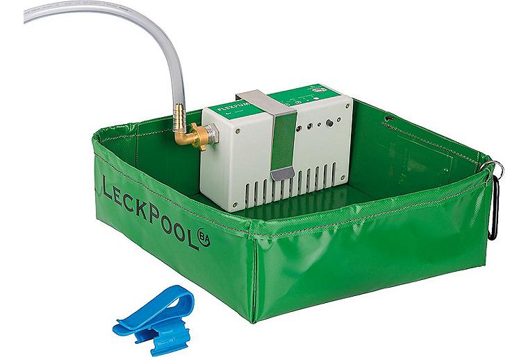 Elektronisch geregelte Leckage- und Entleerungspumpe Typ "Leckpool" mit flexibler Auffangwanne Elektronisch geregelte Leckage- und Entleerungspumpe Typ "Leckpool" mit flexibler Auffangwanne