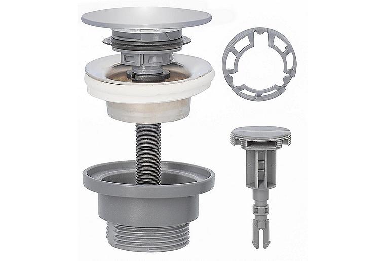 Schaftventil Klicker Abdeckplatte V2A verchomt Ø63mm DN32 (1 1/4") mit Kunststoffunterteil Schaftventil Klicker Abdeckplatte V2A verchomt Ø63mm DN32 (1 1/4") mit Kunststoffunterteil