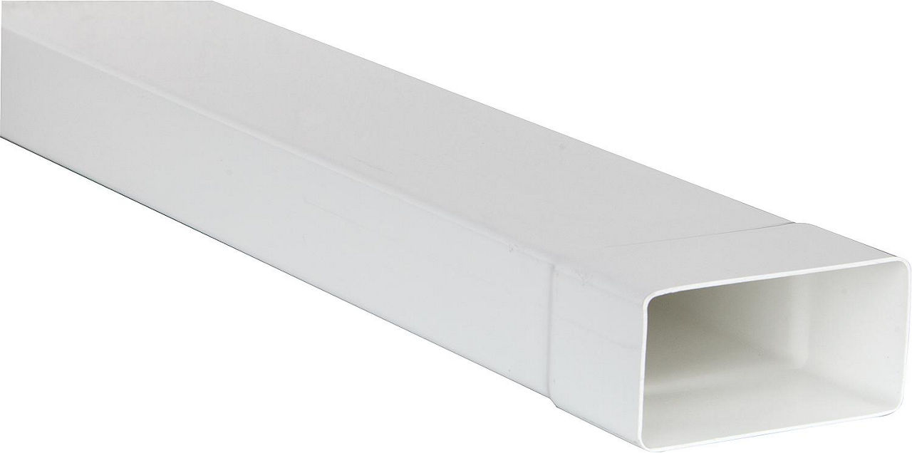 Flachrohr System 125 150 x 70 mm, weiß Länge 1,0 m mit Muffe