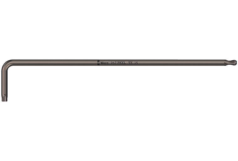 Winkelschlüssel WERA BlackLaser TORX® T15, lang, mit Kugelkopf am langen Schenkel