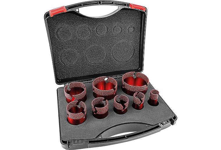 Fliesenbohrkronenset Soldia 8-teilig, 20,25,32,35,40,50,60,68 mm, Aufnahme M14, trocken Fliesenbohrkronenset Soldia 8-teilig, 20,25,32,35,40,50,60,68 mm, Aufnahme M14, trocken