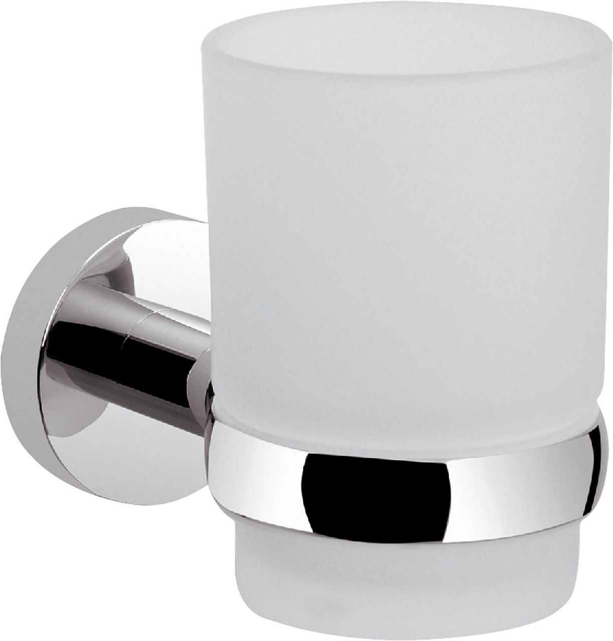 Glashalter Eight mit Wandhalter Glas satiniert Messing verchromt