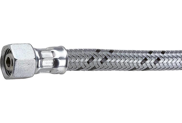 Ölbrennerschlauch 3/8" ÜWM x Rohrbogen SR 8 LR m. Kegel, Überwurfmutter 1200 lg.