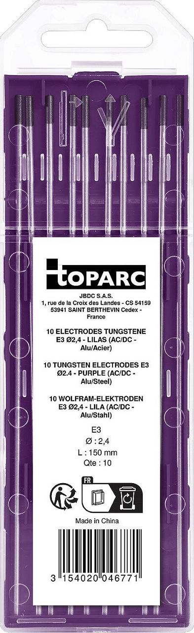 Wolfram-Elektroden - Lila - für AC/DC - Ø 2,4 mm - Alu/Stahl VPE 10 Wolfram-Elektroden - Lila - für AC/DC - Ø 2,4 mm - Alu/Stahl VPE 10