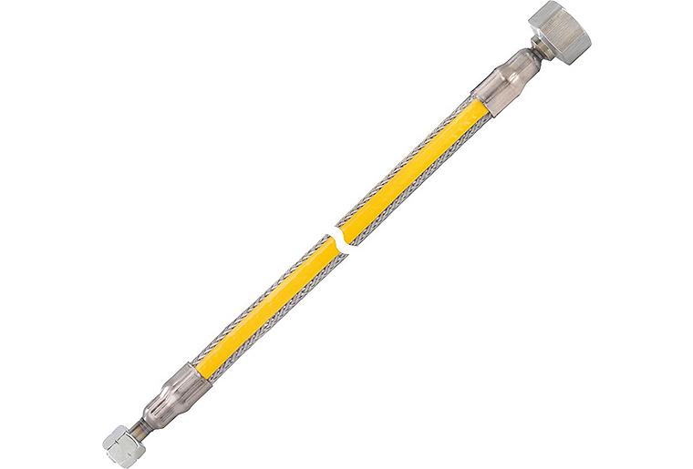 Edelstahl-Wellschlauchleitung Typ MWS, G1/4"LH-ÜWM x IG Rp1/2", Länge 1000mm Edelstahl-Wellschlauchleitung Typ MWS, G1/4"LH-ÜWM x IG Rp1/2", Länge 1000mm